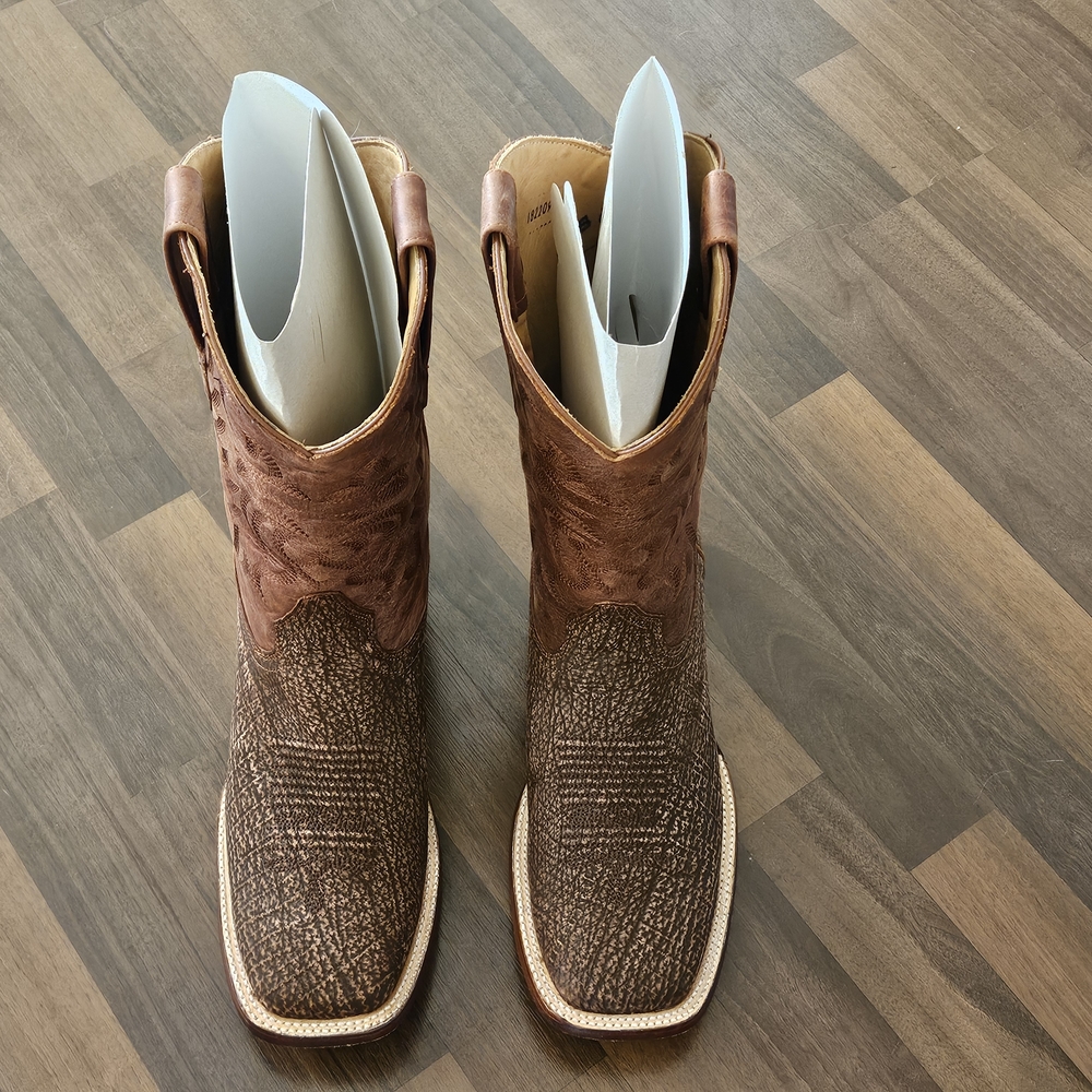 Men's Los Altos Shark Skin Wide Square Toe Boots-Cognac